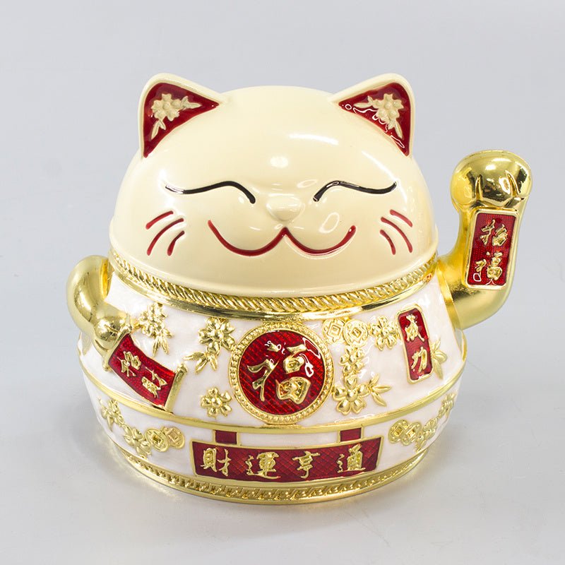 Lucky Cat Ashtray With Cover - Melissas Collectibles and More