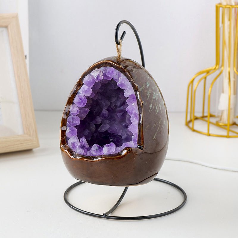 Natural Amethyst Dinosaur Egg Night Light - Melissas Collectibles and More