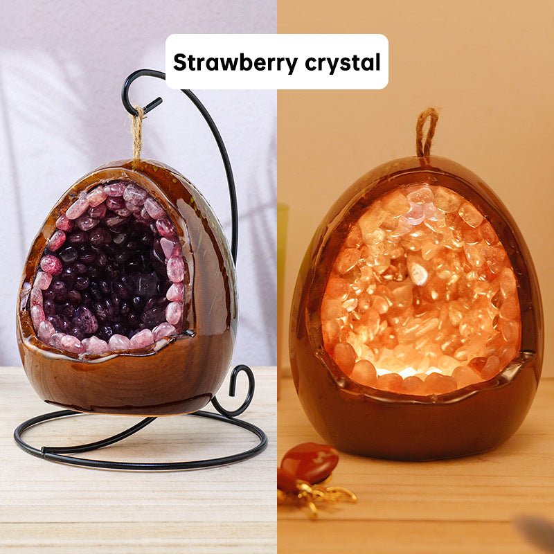 Natural Amethyst Dinosaur Egg Night Light - Melissas Collectibles and More