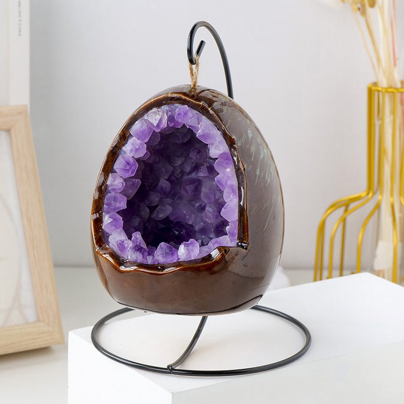 Natural Amethyst Dinosaur Egg Night Light - Melissas Collectibles and More