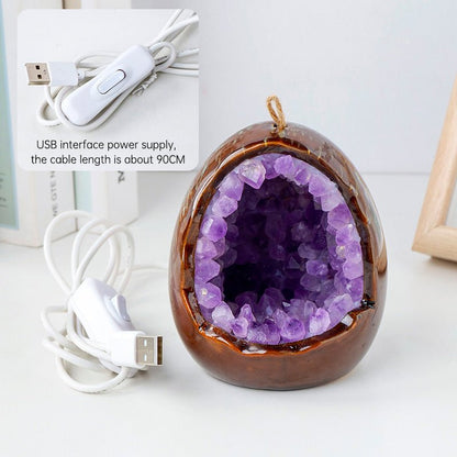 Natural Amethyst Dinosaur Egg Night Light - Melissas Collectibles and More