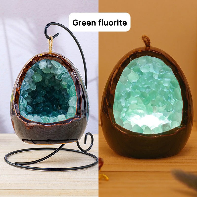 Natural Amethyst Cave Dinosaur Egg Night Light Amethyst Cornucopia Amethyst Tooth Led Lamp Household Lighting Dinosaur Egg Night Light