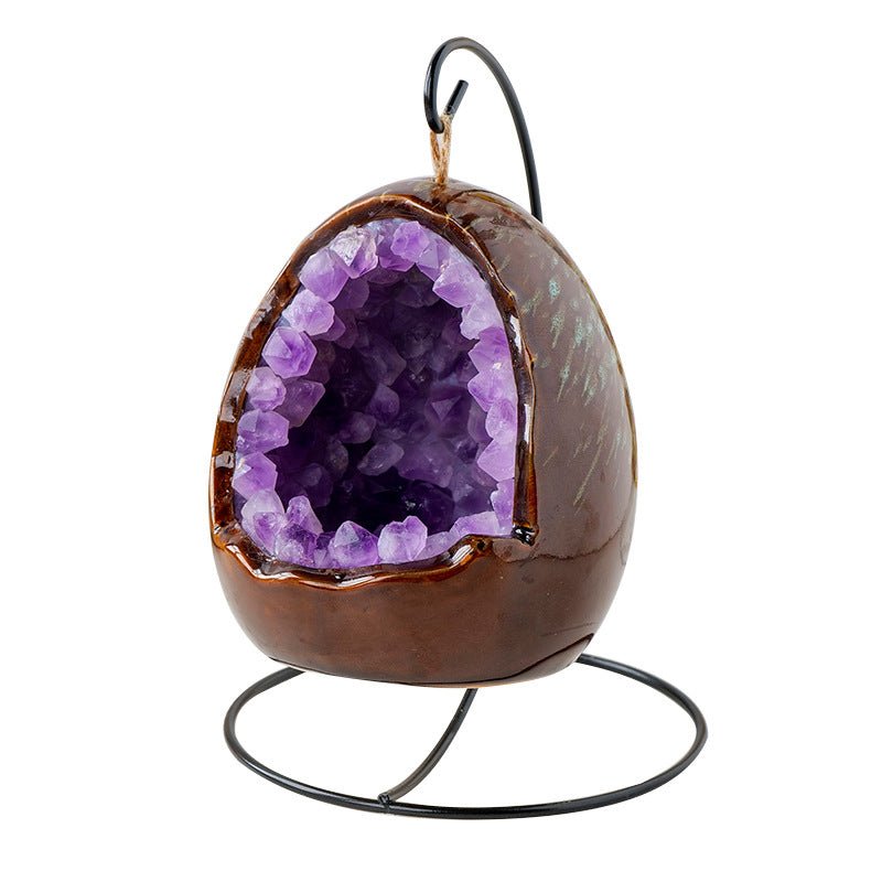 Natural Amethyst Dinosaur Egg Night Light - Melissas Collectibles and More