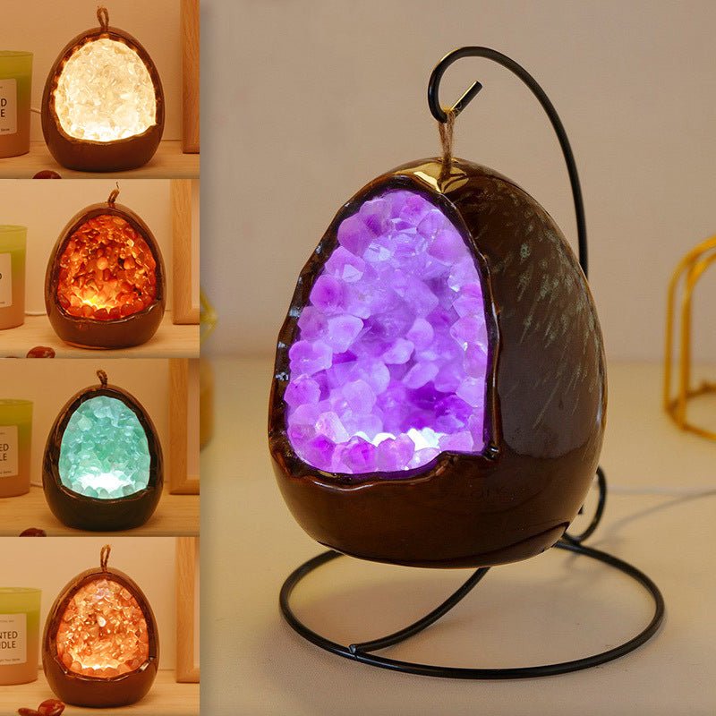 Natural Amethyst Dinosaur Egg Night Light - Melissas Collectibles and More