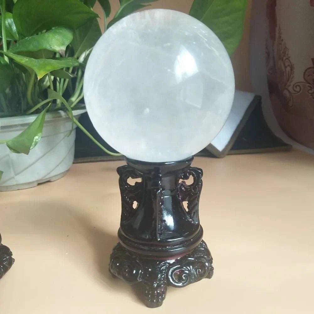 Natural Calcite Crystal Sphere Resin Flower Base - Melissas Collectibles and More