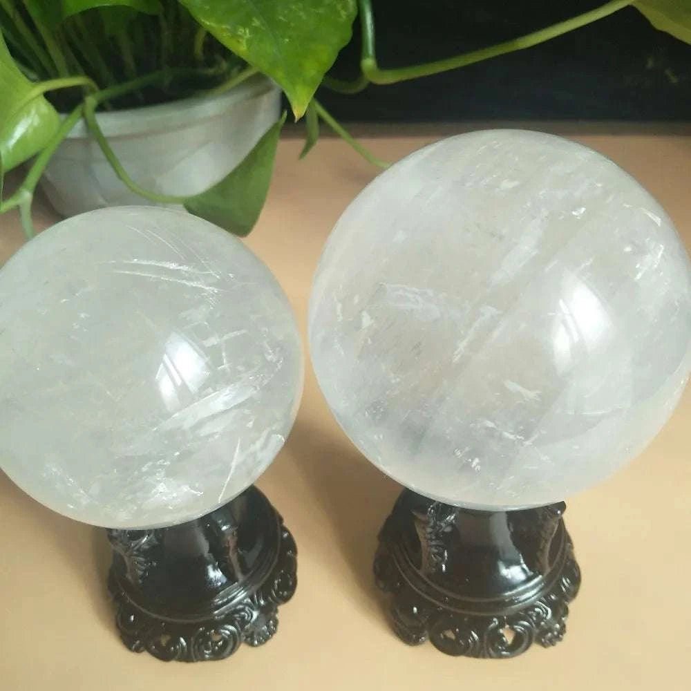 Natural Calcite Crystal Sphere Resin Flower Base - Melissas Collectibles and More