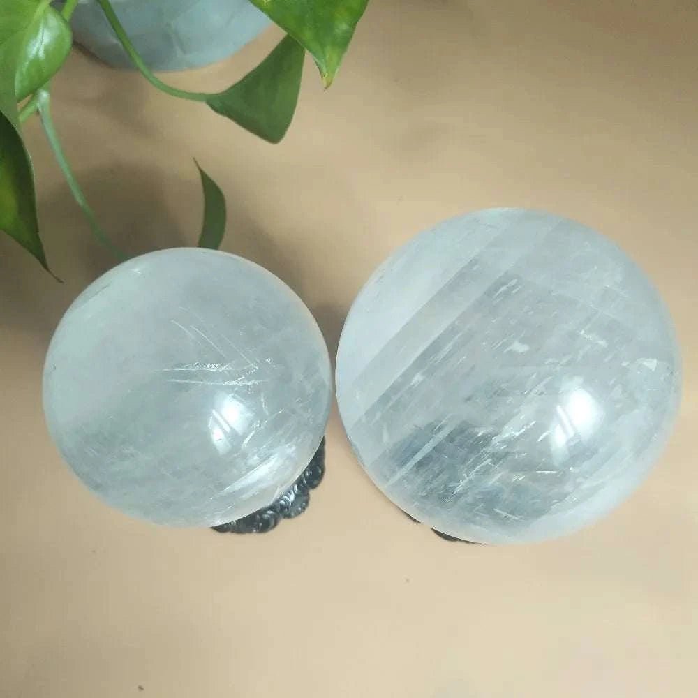 Natural Calcite Crystal Sphere Resin Flower Base - Melissas Collectibles and More