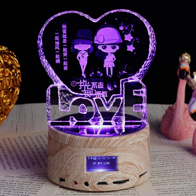 Personalized Gifts Crystal Photo Night L Personalized Gifts Crystal Photo Night Light Bluetooth Rotating Color Changing Music Player 3D Inner Carved