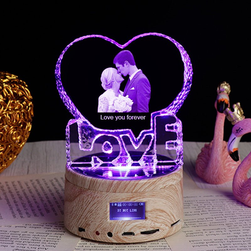 Personalized Gifts Crystal Photo Night L Personalized Gifts Crystal Photo Night Light Bluetooth Rotating Color Changing Music Player 3D Inner Carved