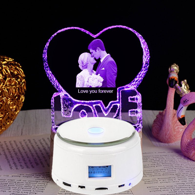 Personalized Gifts Crystal Photo Night L Personalized Gifts Crystal Photo Night Light Bluetooth Rotating Color Changing Music Player 3D Inner Carved