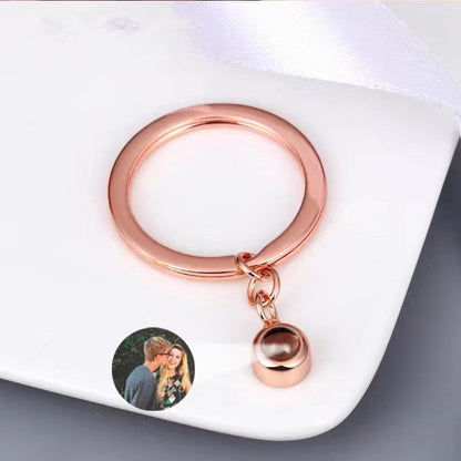 Personalized Photo Projection Key Chain Simple Custom Picture Small Circle Keyring For Women Men Memory Birthday Christmas Gift Personalized Photo Projection Key Chain Simple Custom Picture