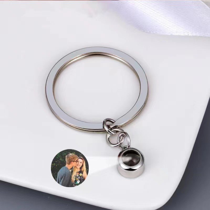 Personalized Photo Projection Key Chain Simple Custom Picture Small Circle Keyring For Women Men Memory Birthday Christmas Gift Personalized Photo Projection Key Chain Simple Custom Picture