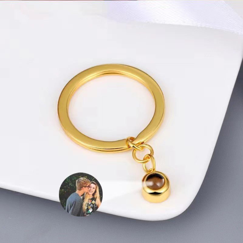 Personalized Photo Projection Key Chain Simple Custom Picture Small Circle Keyring For Women Men Memory Birthday Christmas Gift Personalized Photo Projection Key Chain Simple Custom Picture