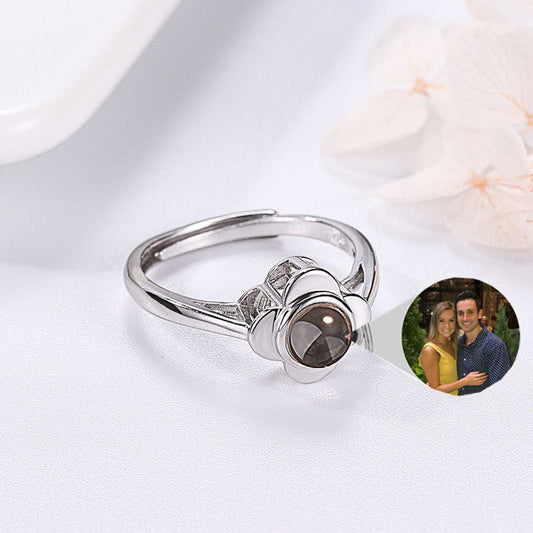 Projection Ring for Women Adjustable Couple Rings Flower Shape Flower Shape Projection Ring