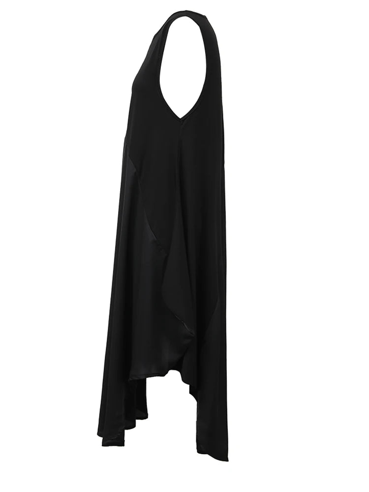 Women's Irregular Black Loose Silhouette Vest Skirt - Melissas Collectibles and More