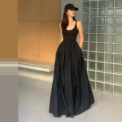 Women's Sleeveless Vest Long Skirt Black Suspender Dress - Melissas Collectibles and More